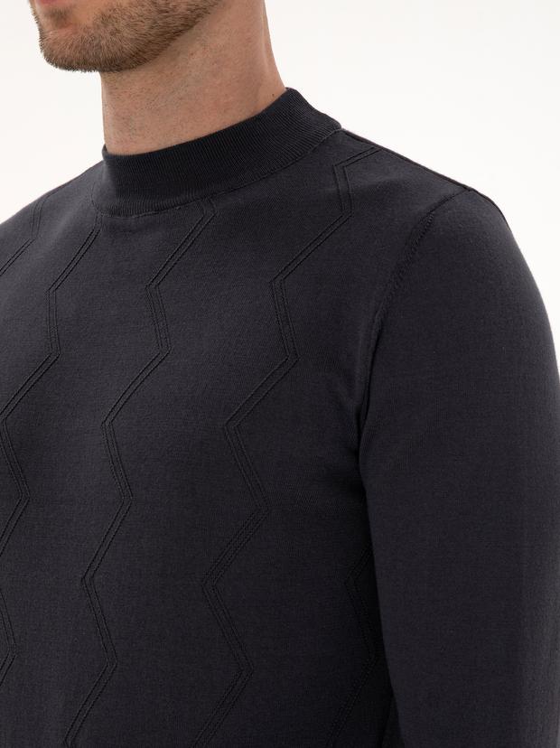 Gri Slim Fit %100 Pamuk Çeyrek Balıkçı Yaka Triko Kazak