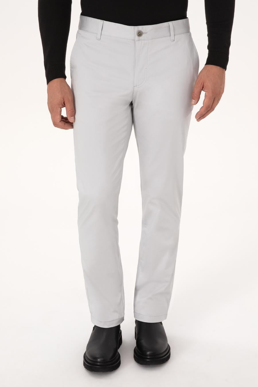 Açık Gri Regular Fit Pamuk Karışımlı Kanvas Pantolon - 50306204023