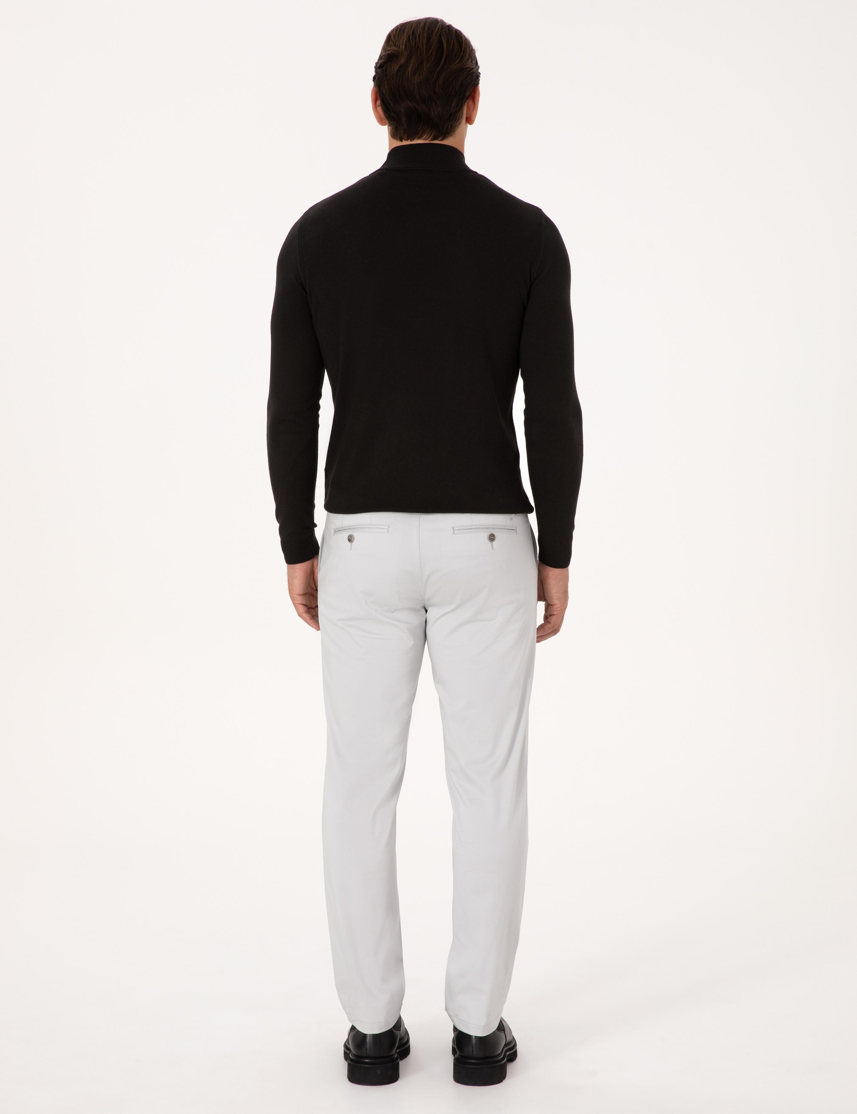 Açık Gri Regular Fit Pamuk Karışımlı Kanvas Pantolon - 50306204023