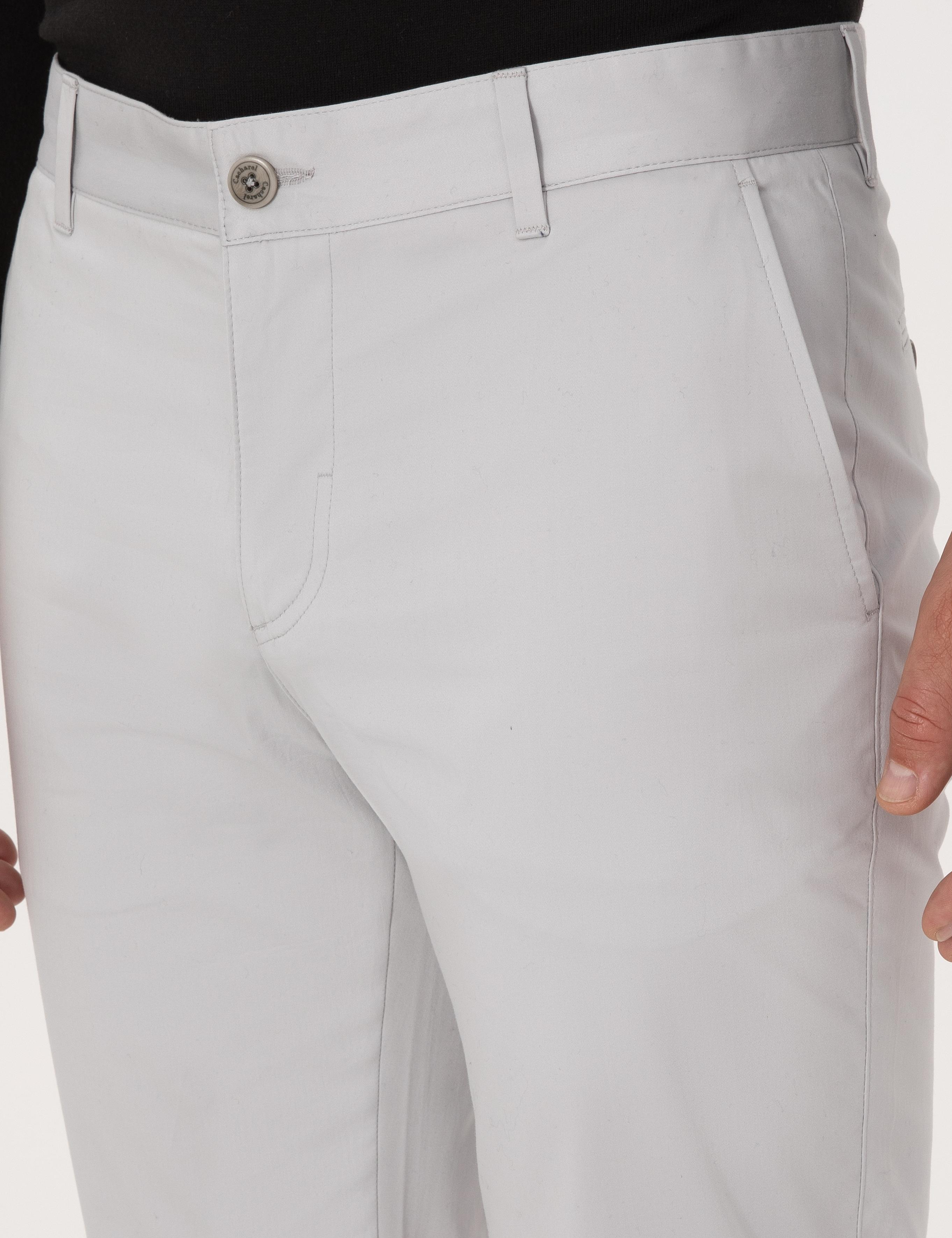 Açık Gri Regular Fit Pamuk Karışımlı Kanvas Pantolon - 50306204023