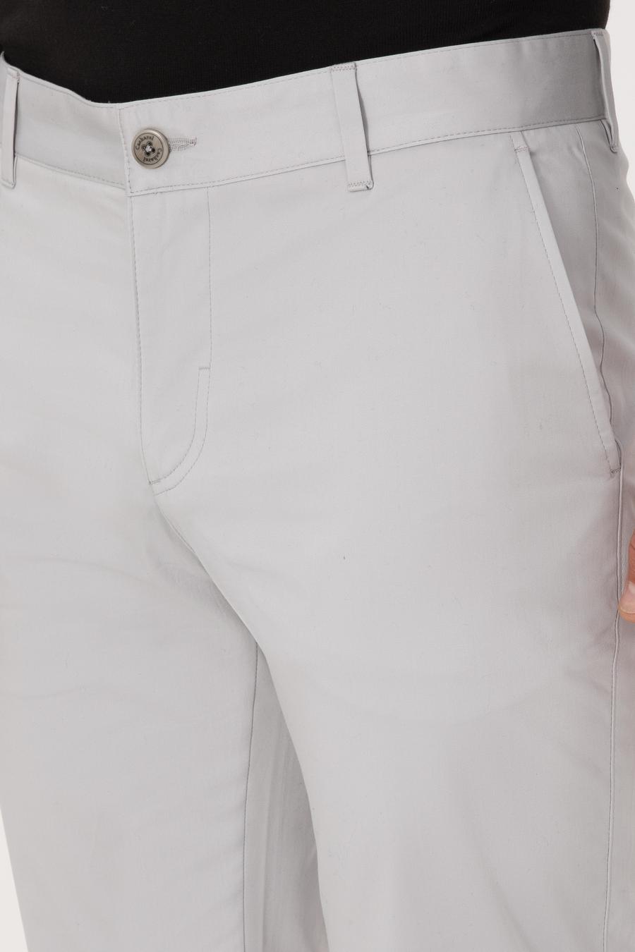 Açık Gri Regular Fit Pamuk Karışımlı Kanvas Pantolon - 50306204023