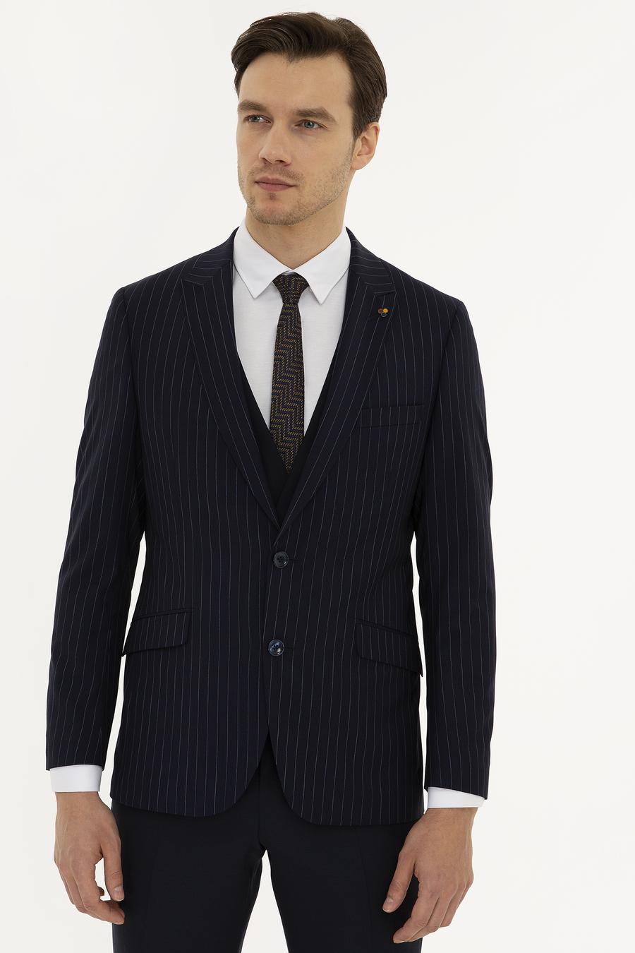 Açık Lacivert Slim Fit Yün Ceket - 50223523008