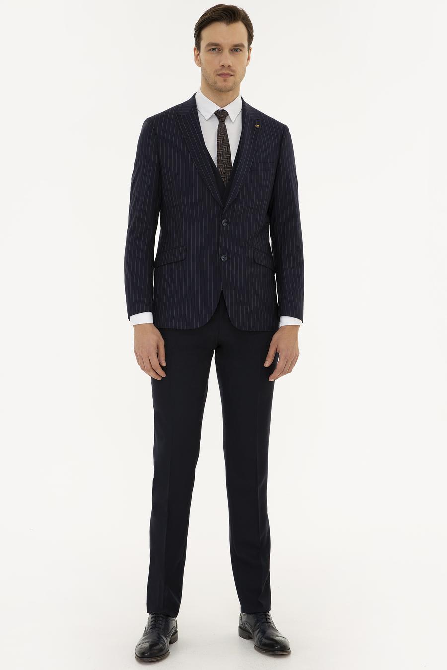 Açık Lacivert Slim Fit Yün Ceket - 50223523008