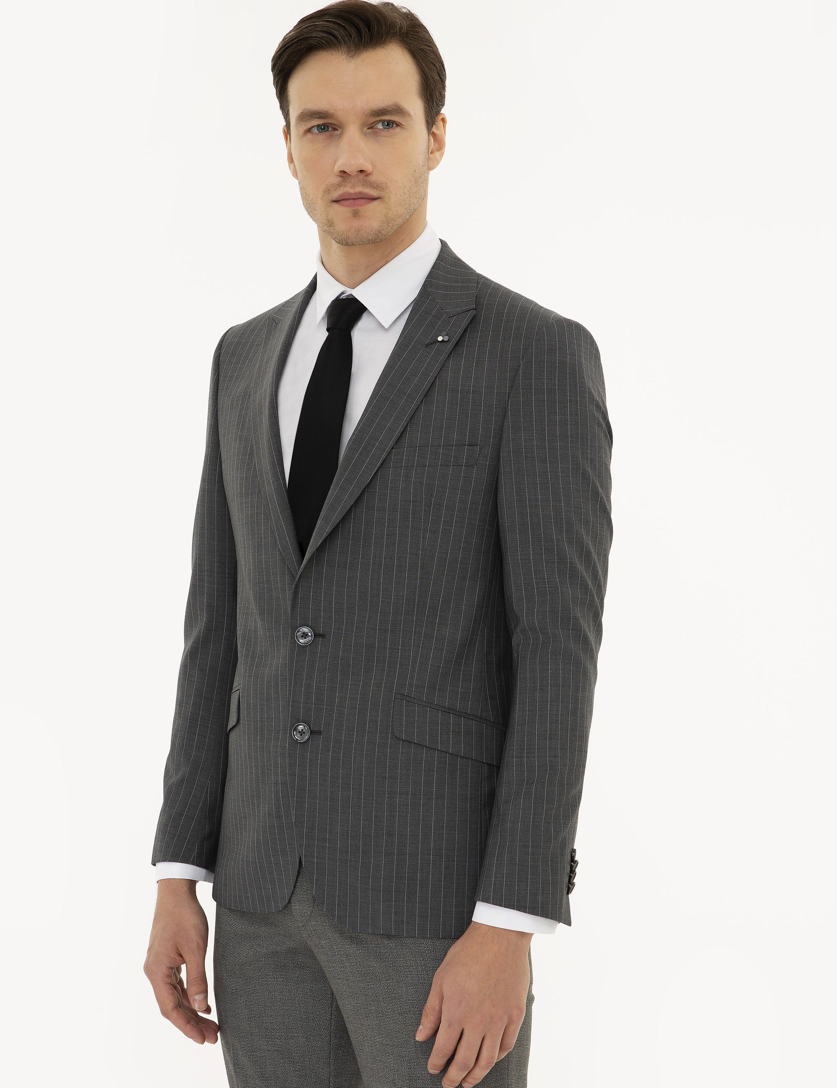 Gri Slim Fit Ceket - 50223523050