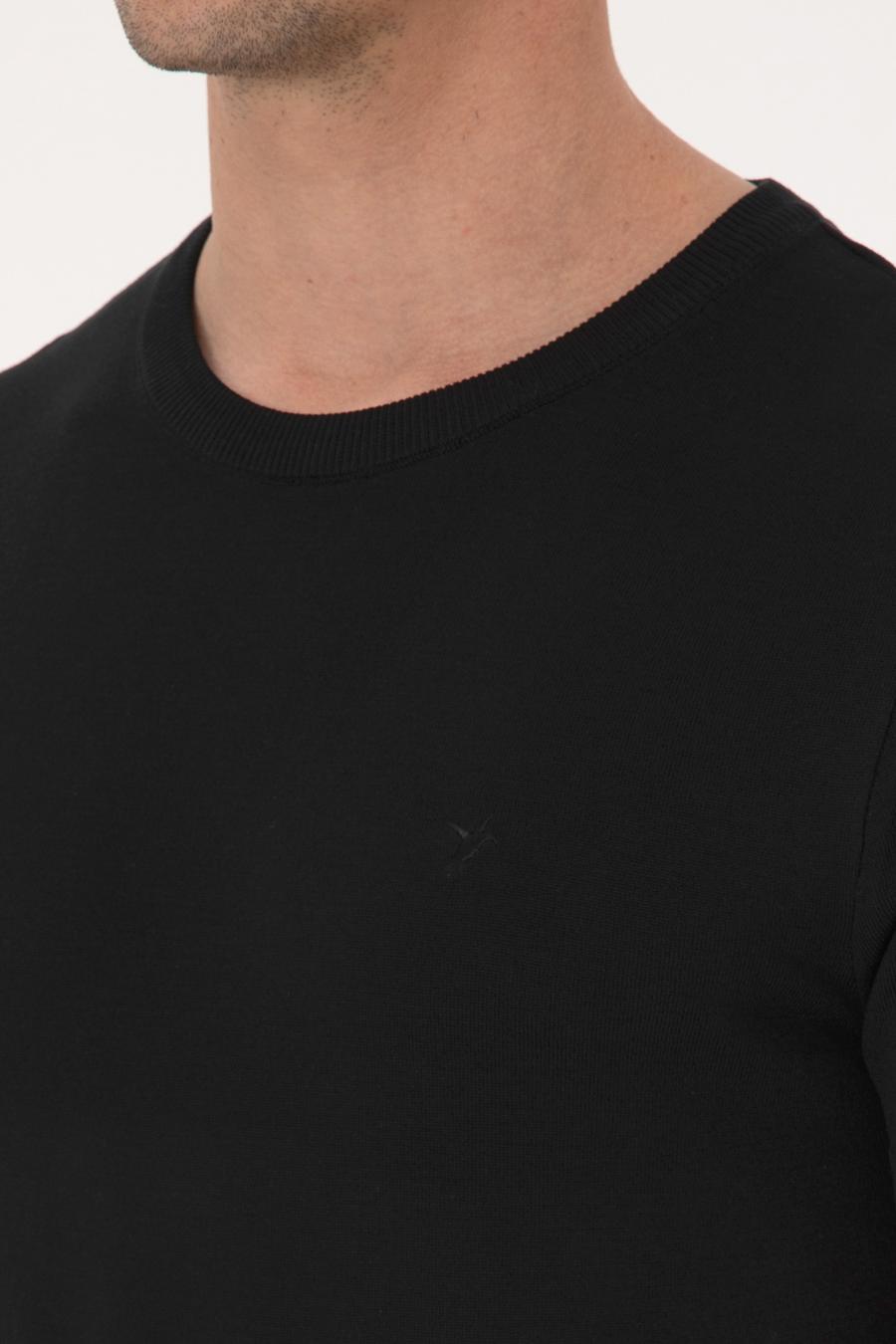 Siyah Slim Fit Bisiklet Yaka Triko T-shirt - 50309840012