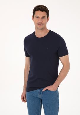 Lacivert Slim Fit Bisiklet Yaka Triko T-shirt