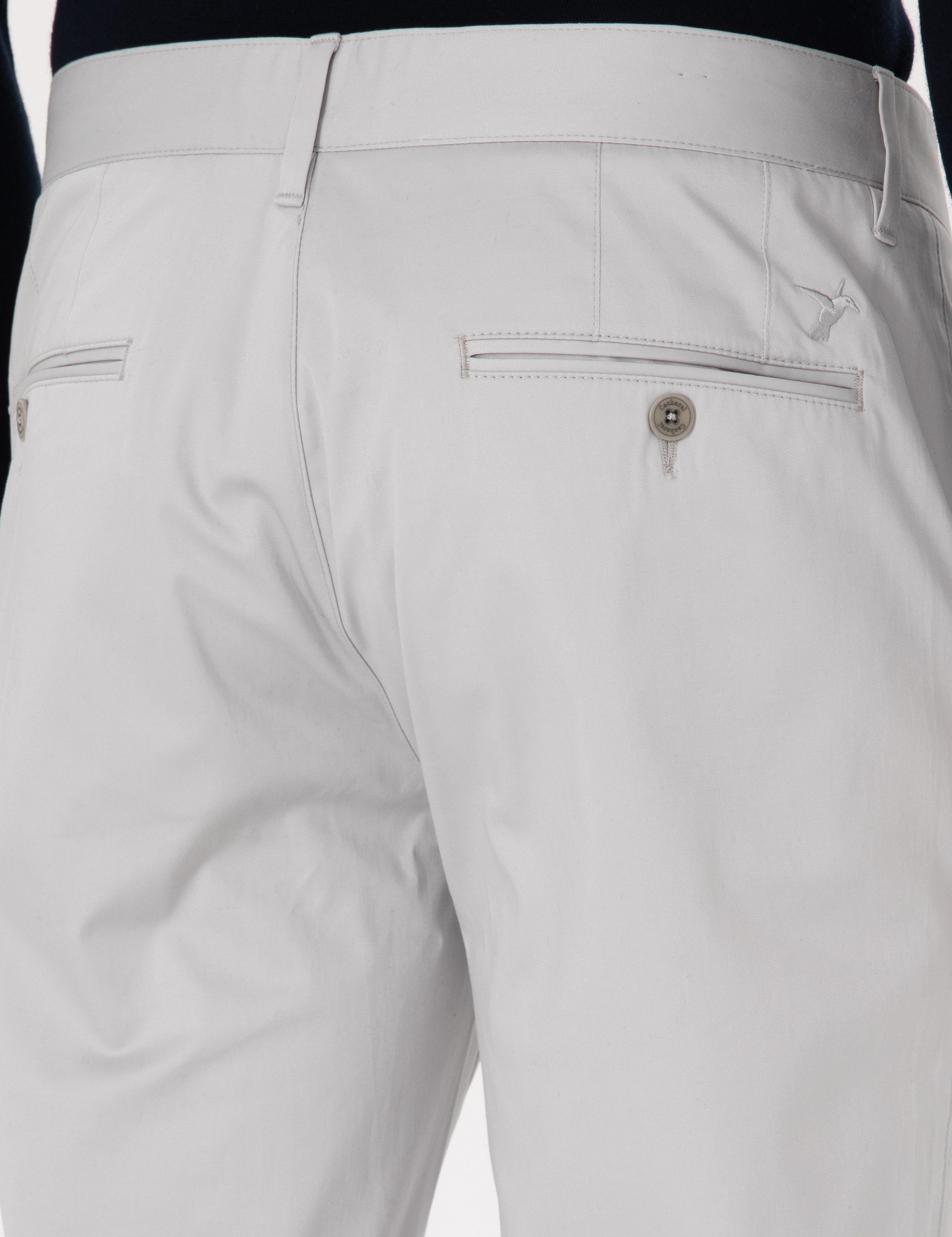 Açık Gri Slim Fit Pamuk Karışımlı Kanvas Pantolon - 50298899078