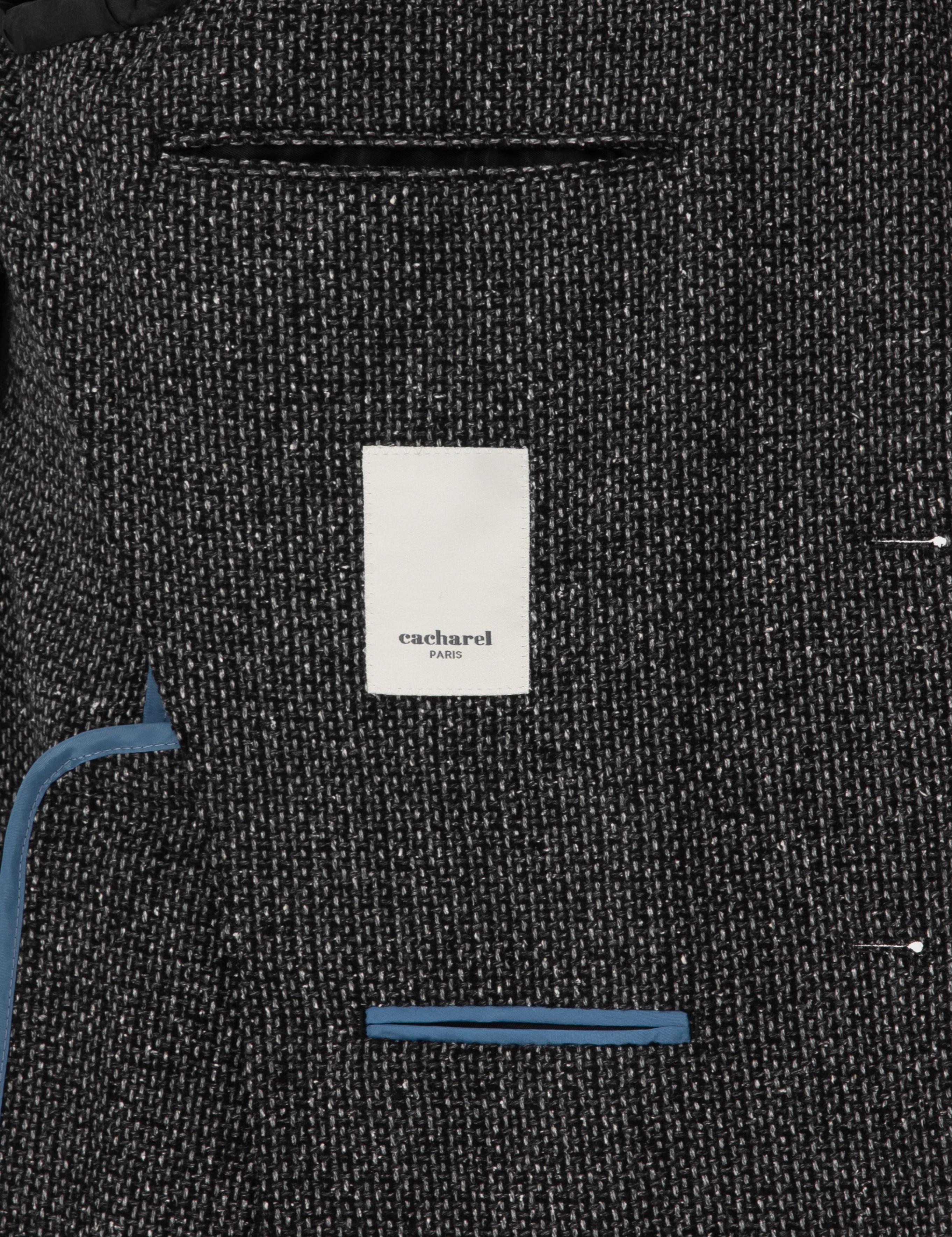 Siyah Slim Fit İpek Kaşmir Karışımlı Mikro Desenli Blazer Ceket - 50310753023