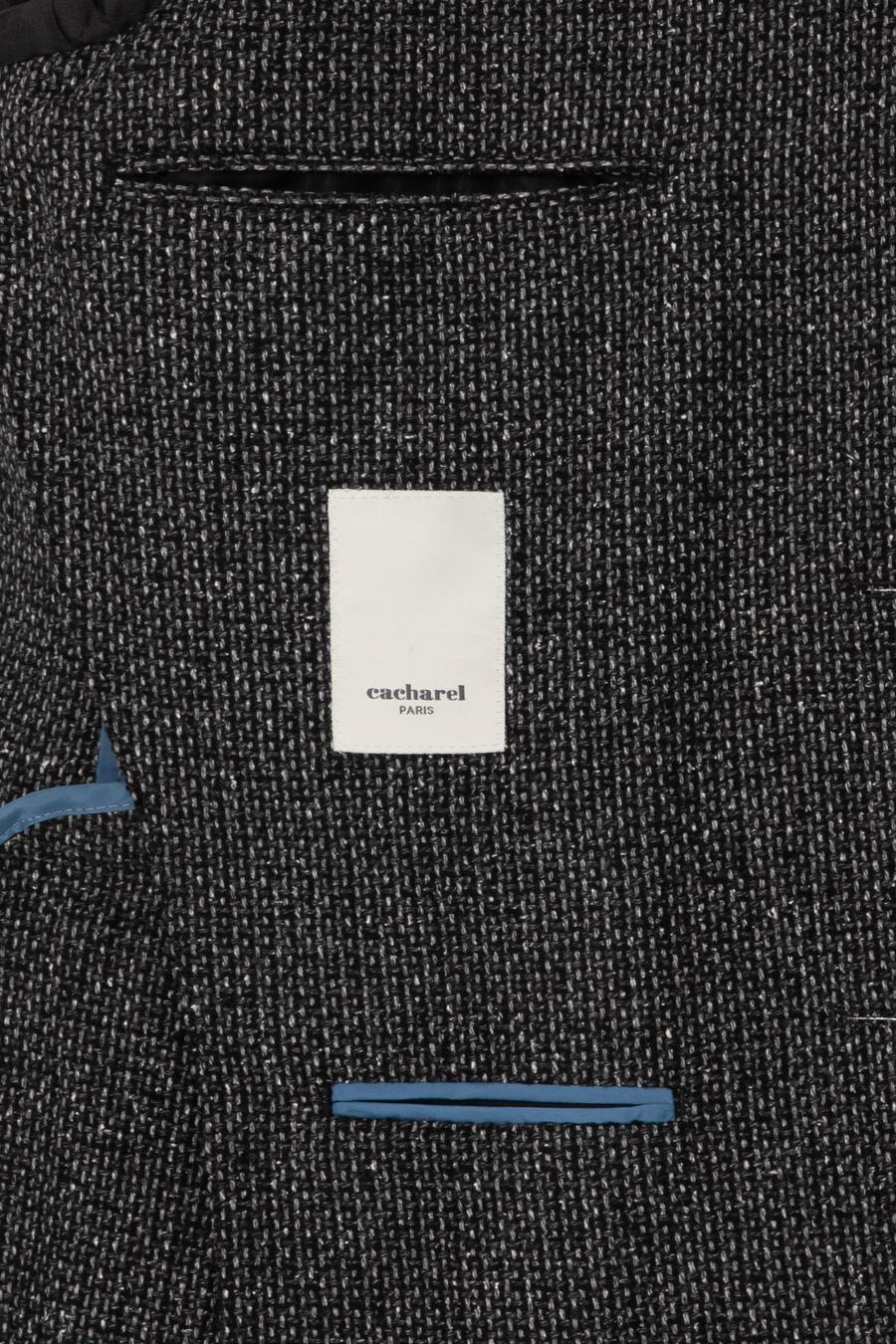 Siyah Slim Fit İpek Kaşmir Karışımlı Mikro Desenli Blazer Ceket - 50310753023