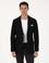 Siyah Slim Fit Yün Karışımlı Kırlangıç Yaka Balık Sırtı Blazer Ceket