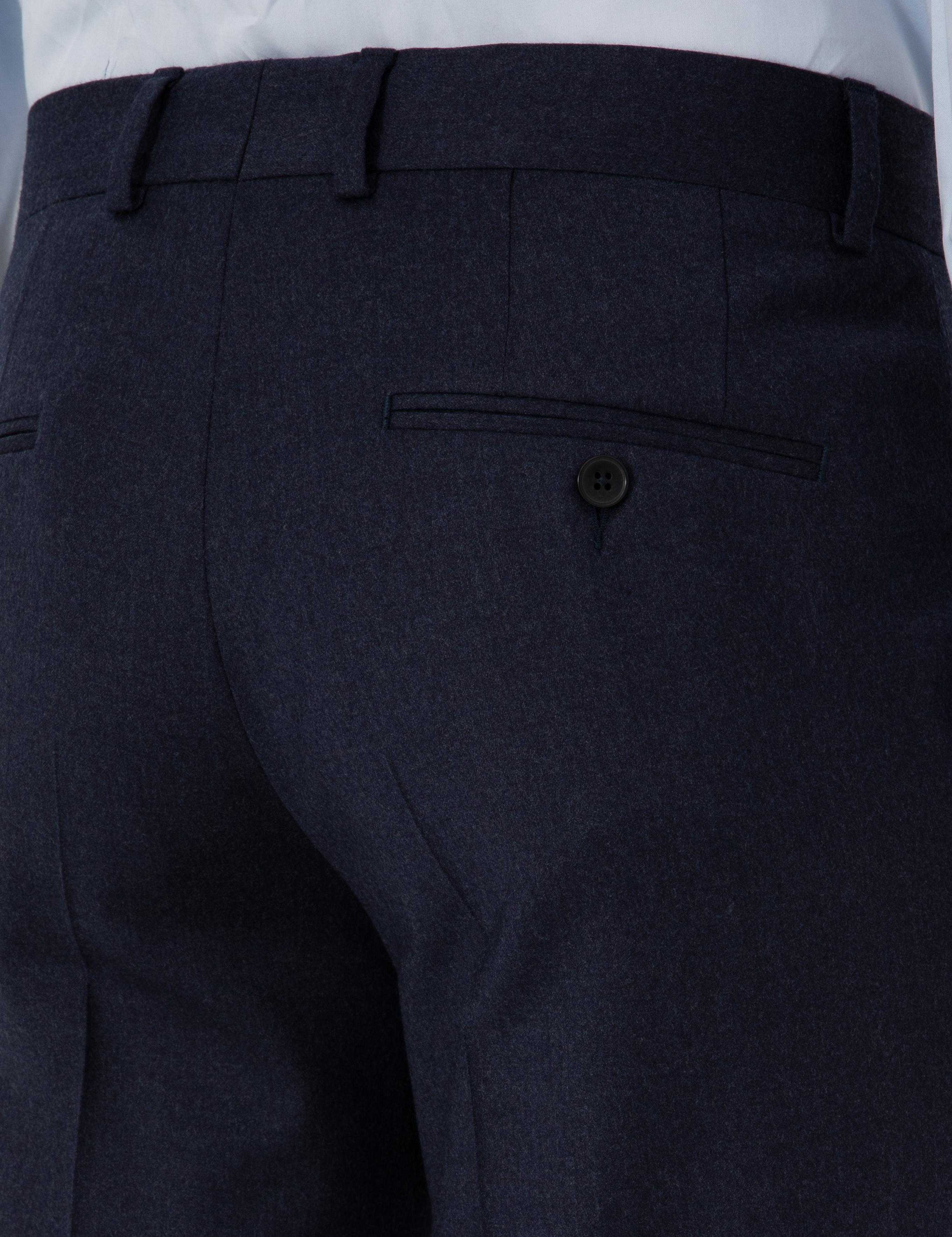 Lacivert Slim Fit Yün Karışımlı Mikro Desenli Klasik Pantolon - 50310020025