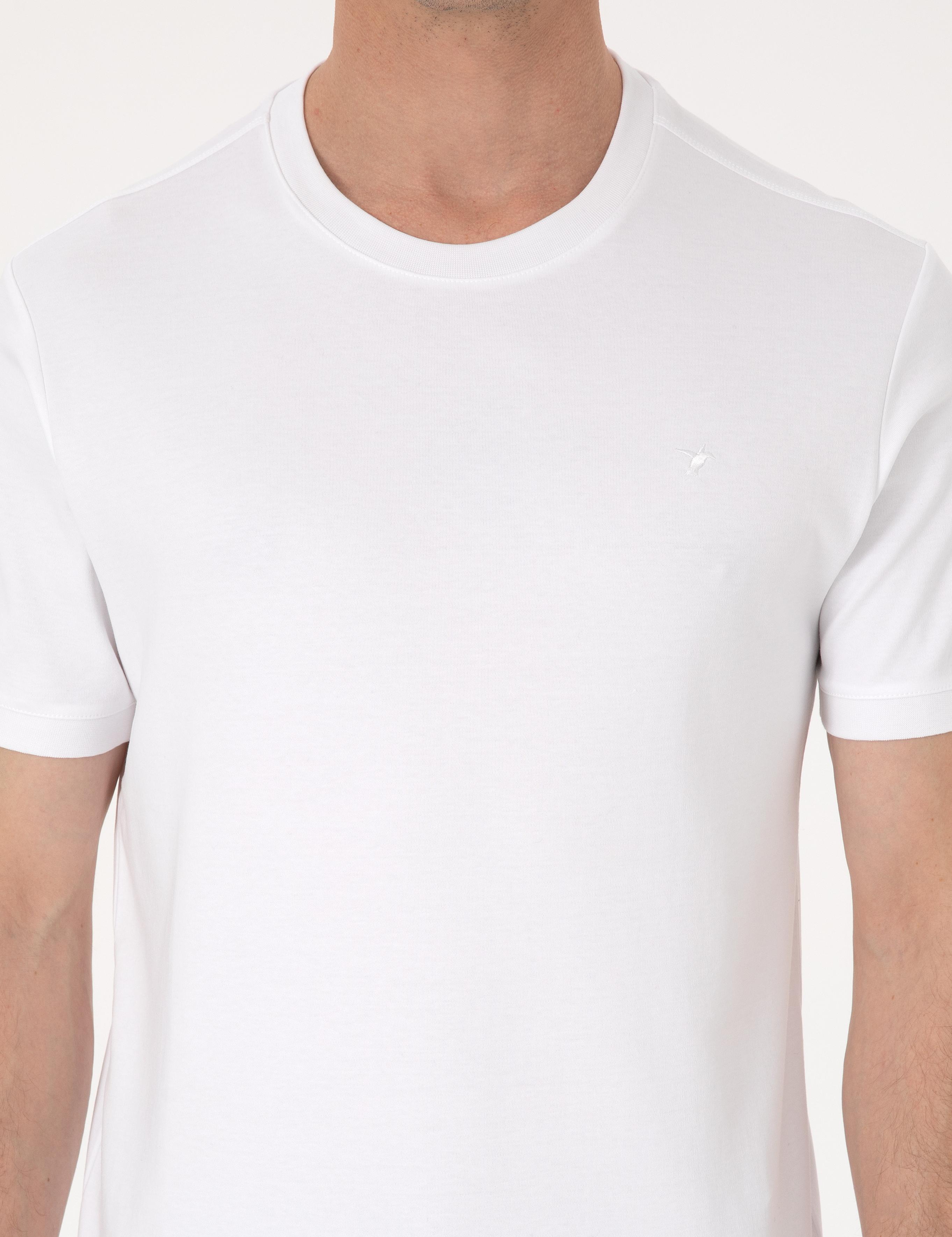 Beyaz Regular Fit %100 Pamuk Bisiklet Yaka Basic T-shirt - 50319801001