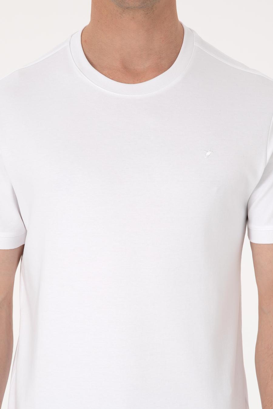 Beyaz Regular Fit %100 Pamuk Bisiklet Yaka Basic T-shirt - 50319801001