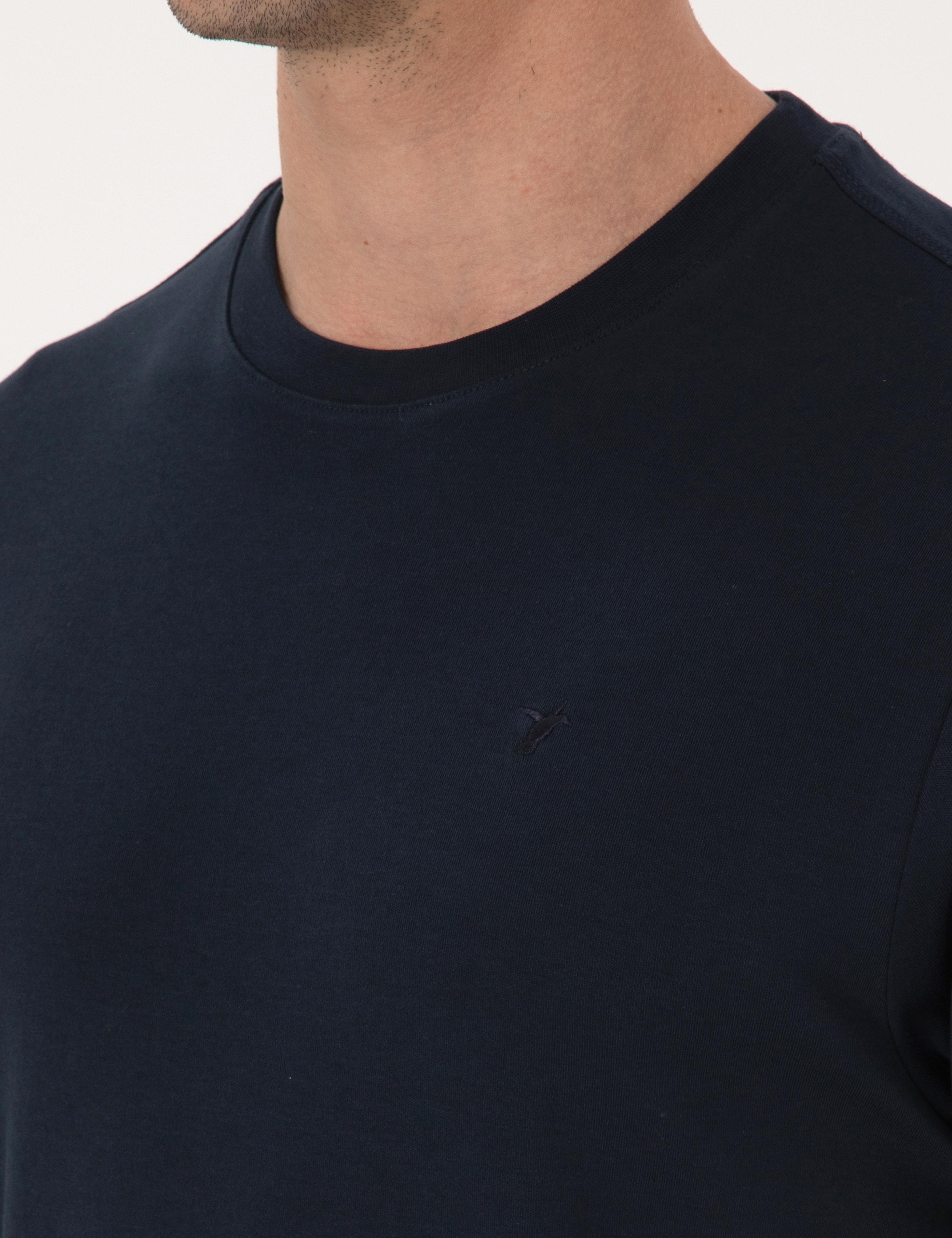 Lacivert Regular Fit %100 Pamuk Bisiklet Yaka Basic T-shirt - 50319801037