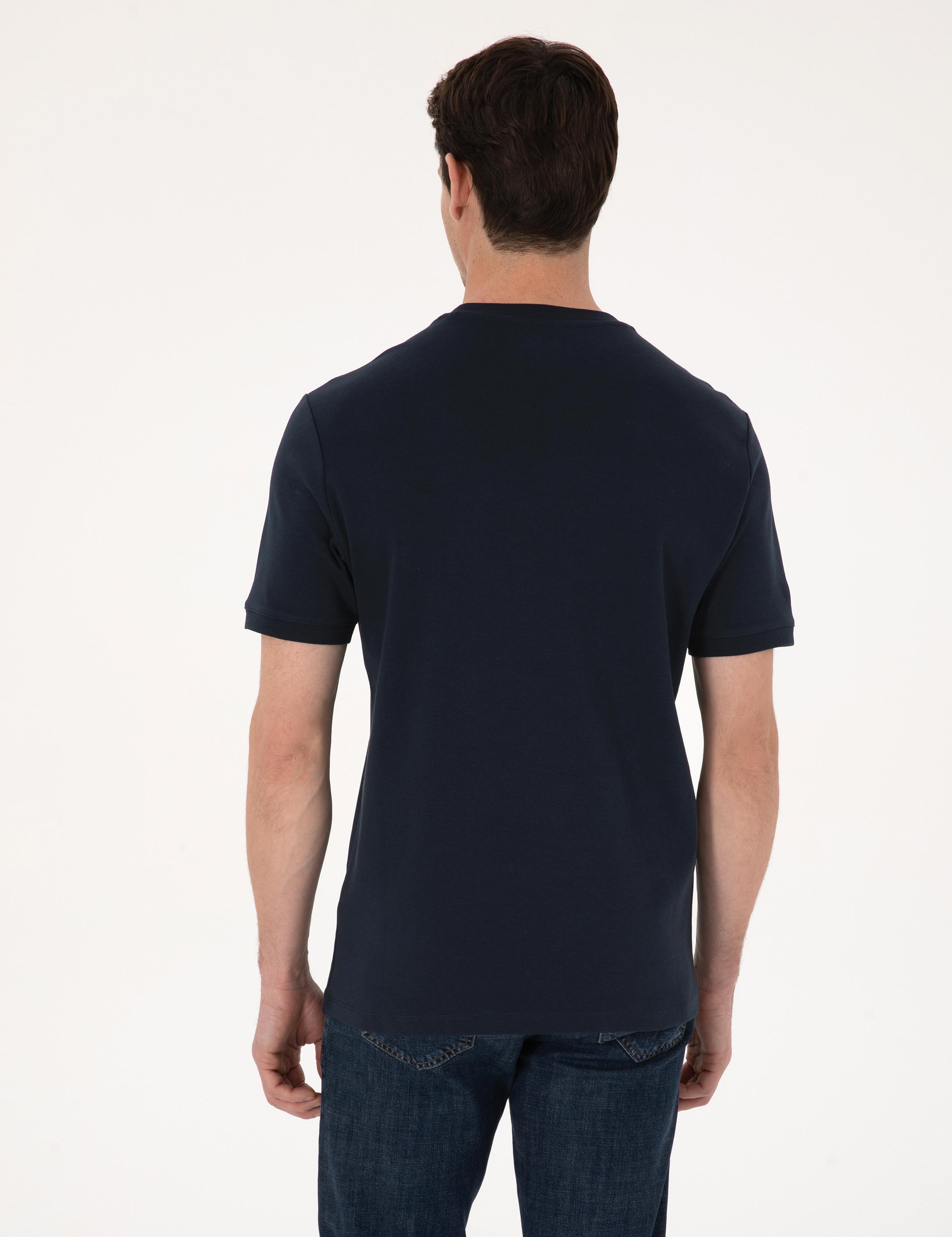 Lacivert Regular Fit %100 Pamuk Bisiklet Yaka Basic T-shirt - 50319801037
