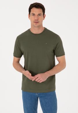 Haki Regular Fit %100 Pamuk Bisiklet Yaka Basic T-shirt
