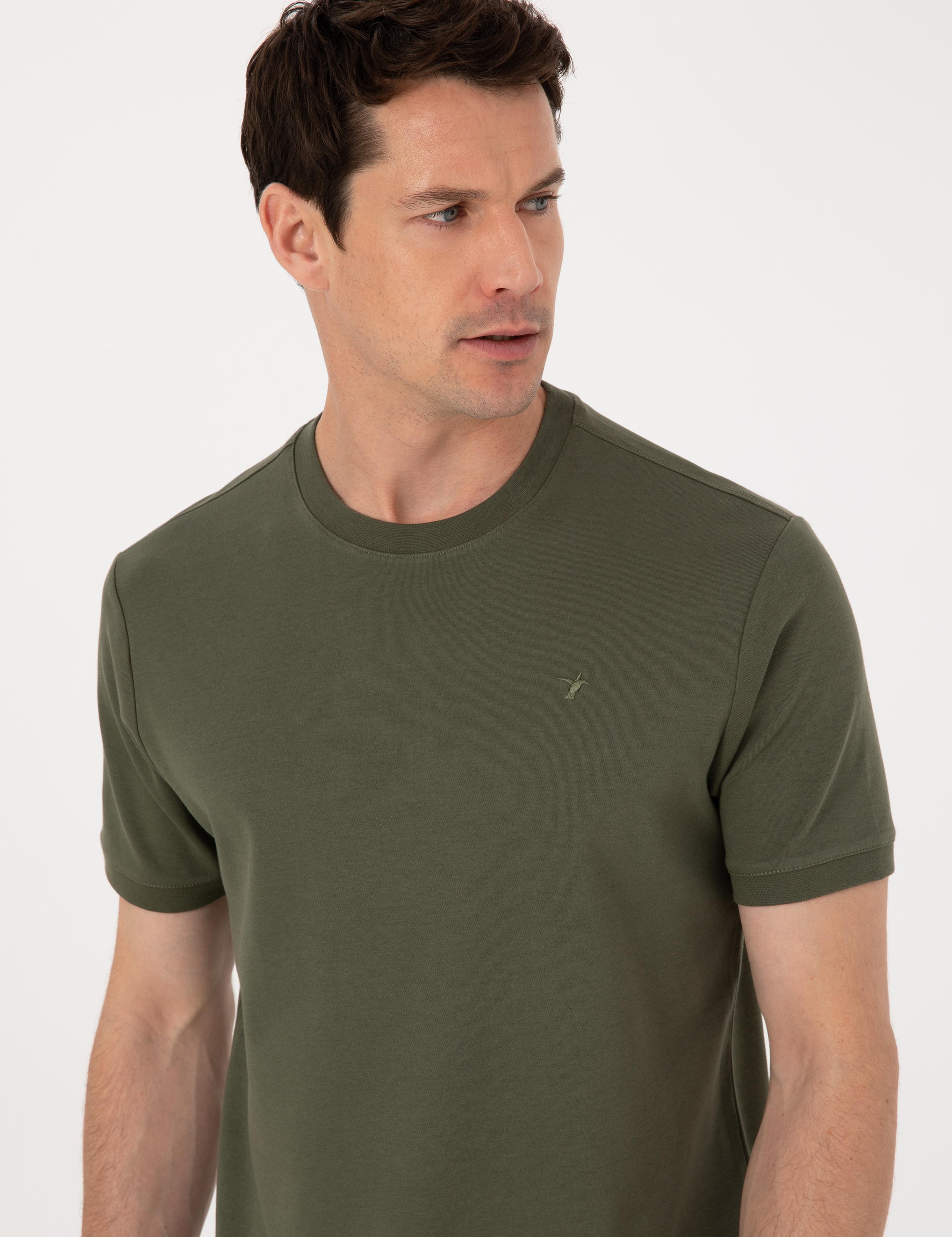 Haki Regular Fit %100 Pamuk Bisiklet Yaka Basic T-shirt - 50319801012