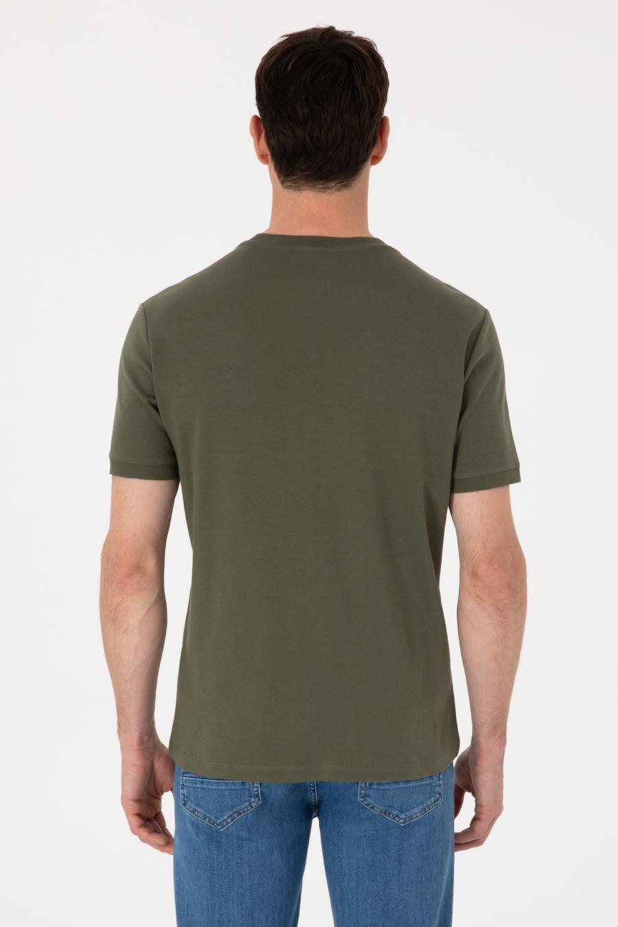 Haki Regular Fit %100 Pamuk Bisiklet Yaka Basic T-shirt - 50319801012