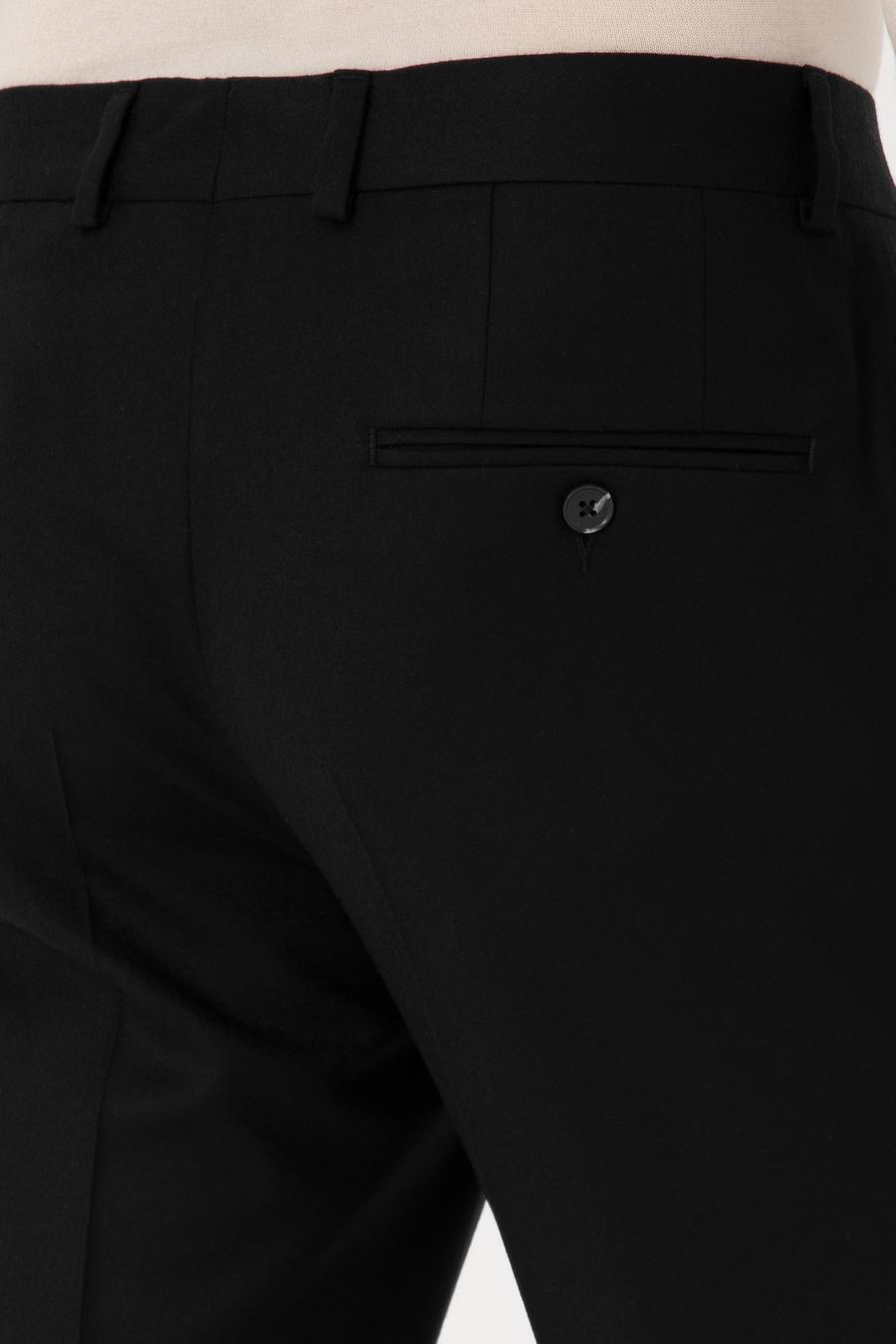 Siyah Slim Fit Yün Karışımlı Mikro Desenli Klasik Pantolon - 50310020007