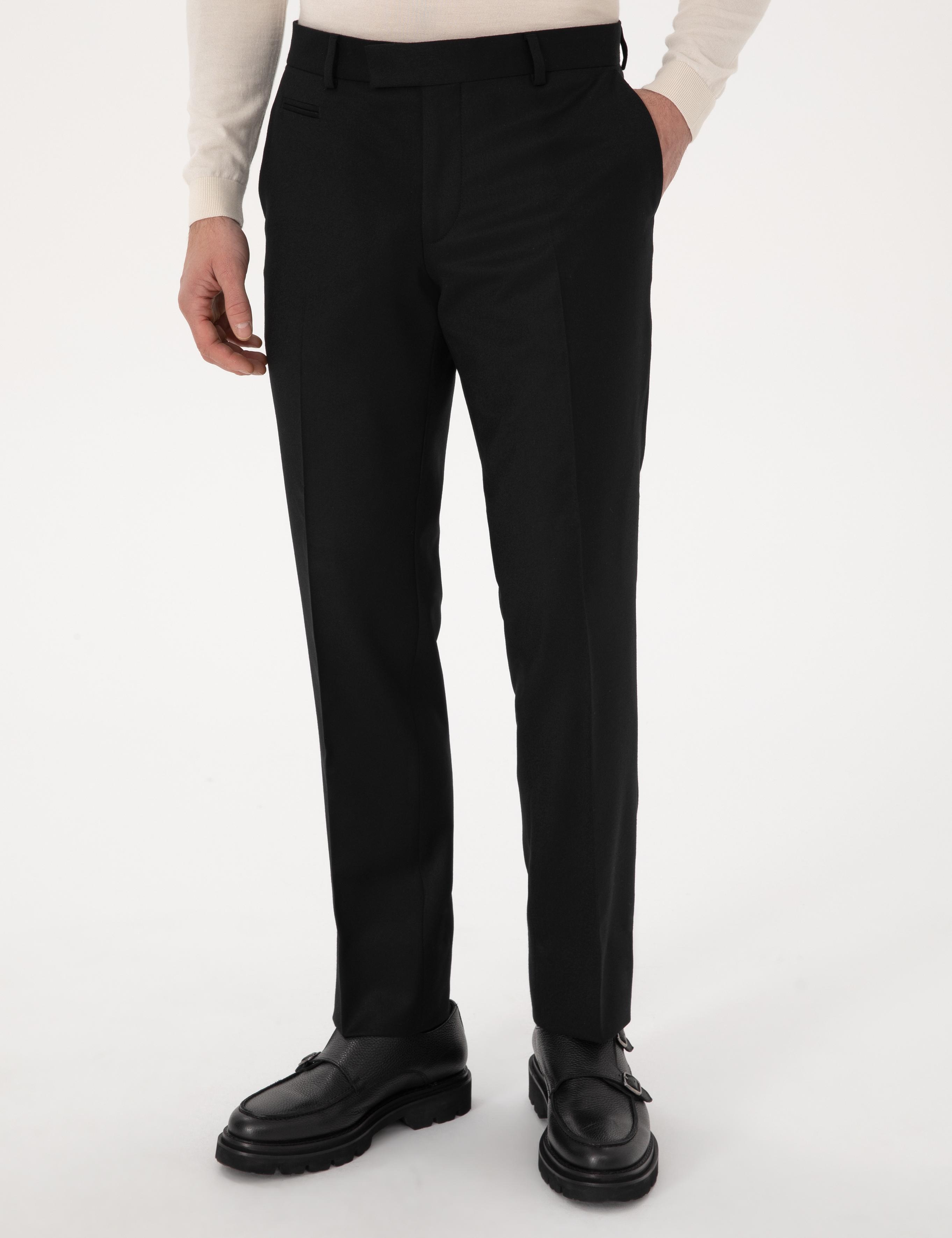 Siyah Slim Fit Yün Karışımlı Mikro Desenli Klasik Pantolon - 50310020007