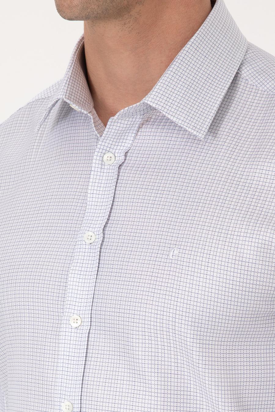 Beyaz Slim Fit %100 Pamuk Kareli Gömlek - 50310470013