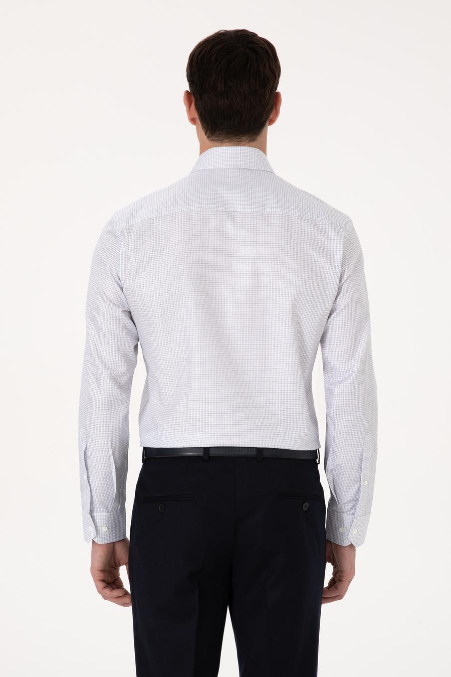 Beyaz Slim Fit %100 Pamuk Kareli Gömlek - 50310470013