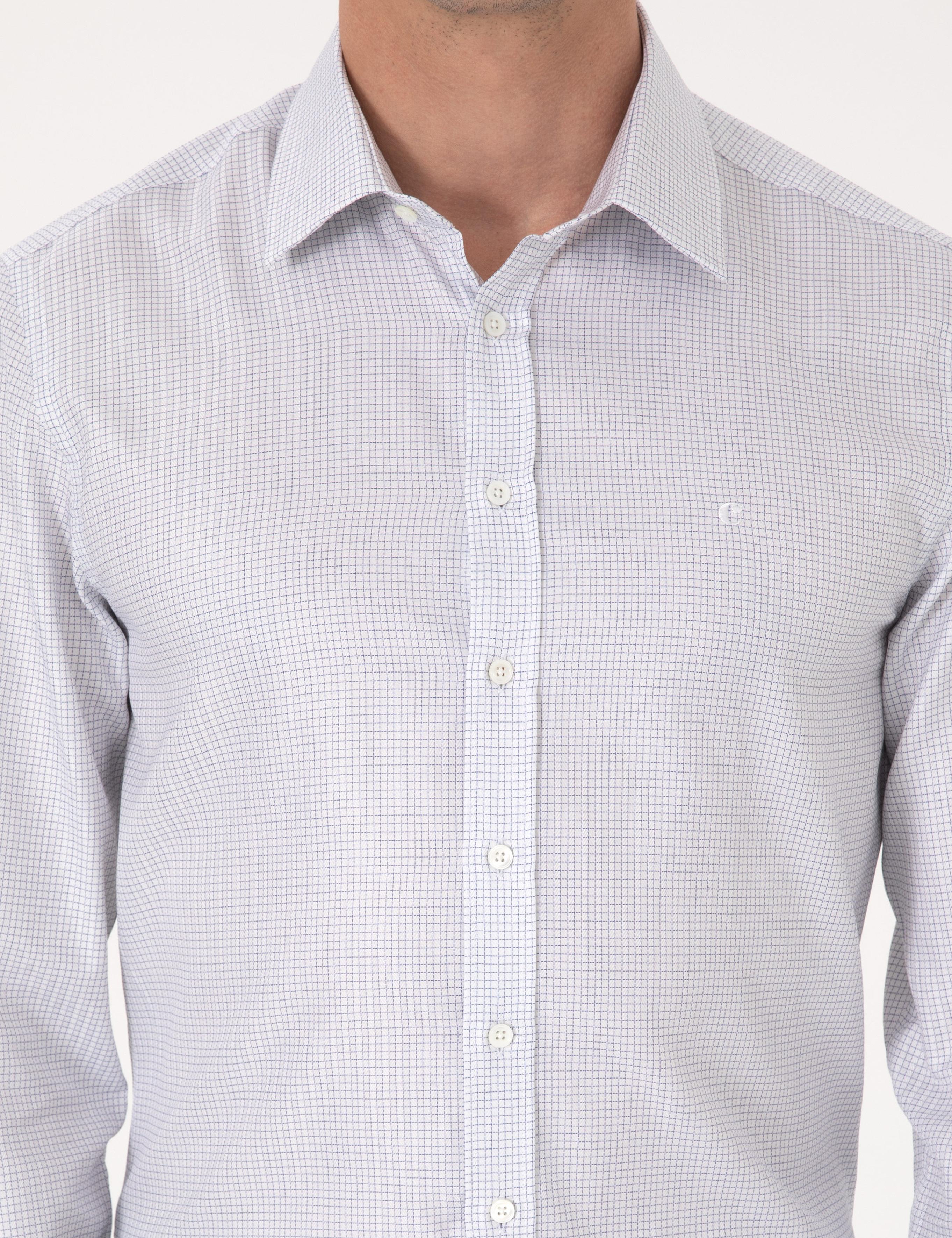 Beyaz Slim Fit %100 Pamuk Kareli Gömlek - 50310470013