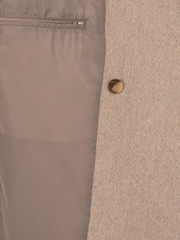 Bej Regular Fit Yün Karışımlı Kaban Kaşe