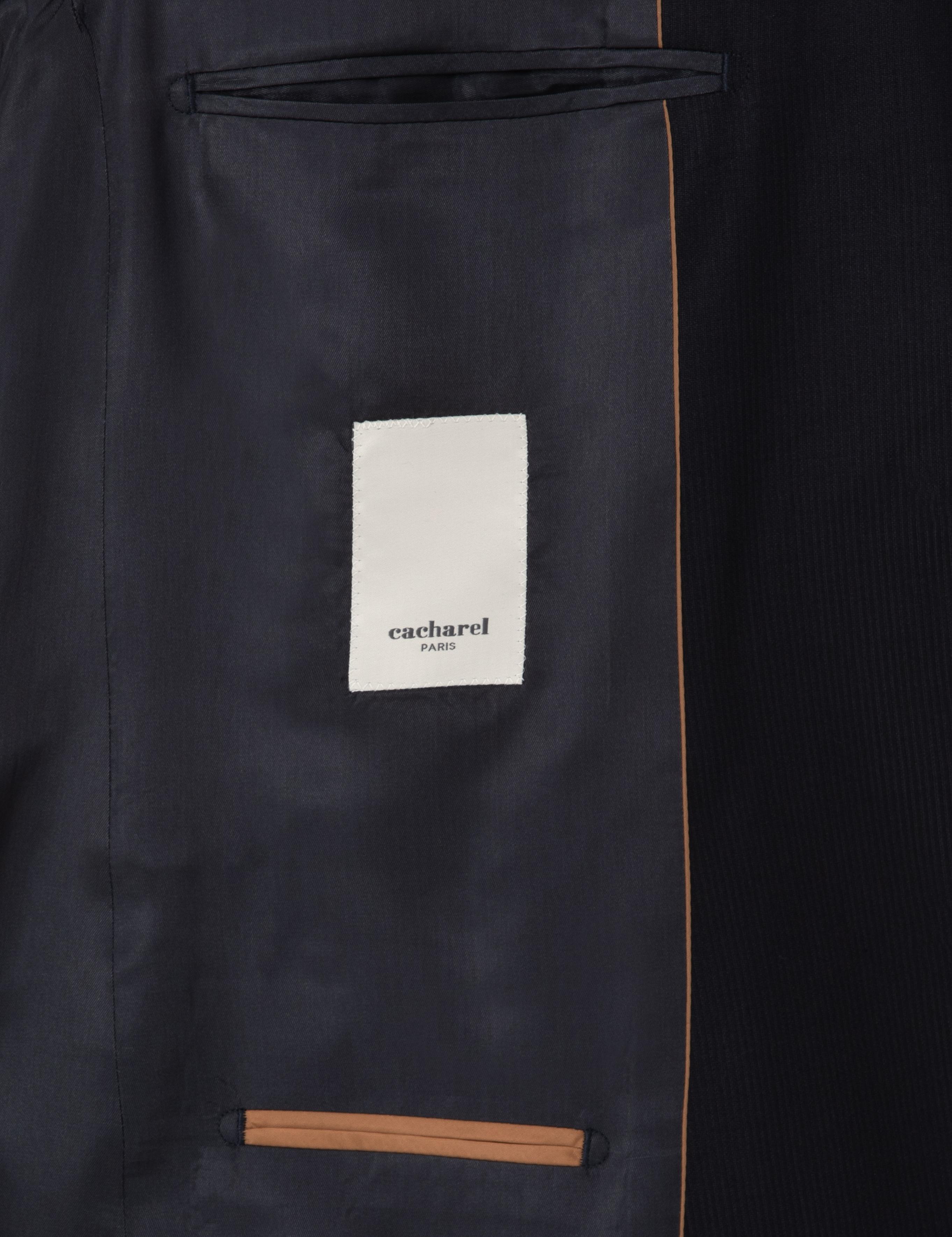 Koyu Lacivert Slim Fit Yün Karışımlı Mikro Desenli Takım Elbise - 50315597008