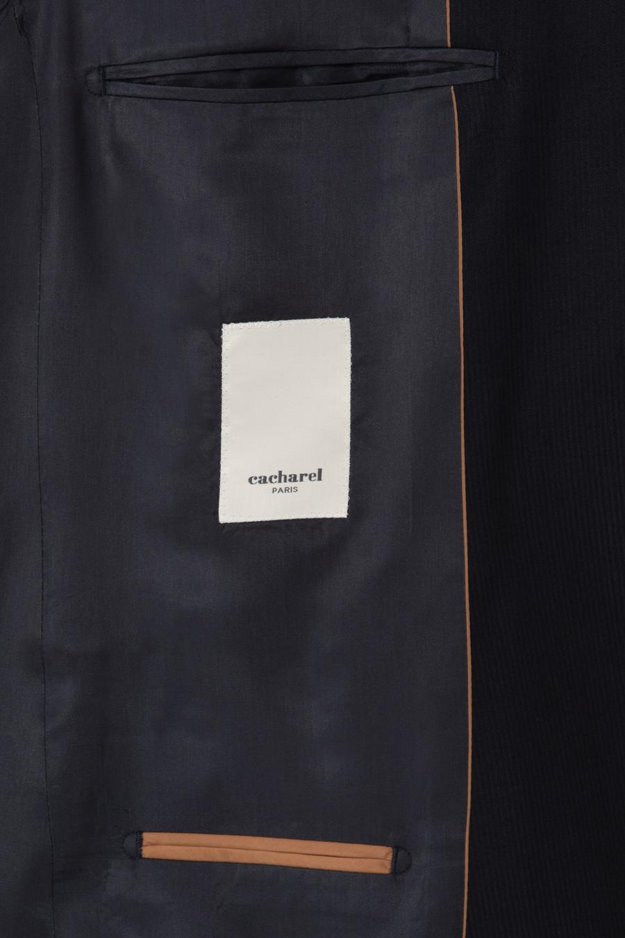 Koyu Lacivert Slim Fit Yün Karışımlı Mikro Desenli Takım Elbise - 50315597008