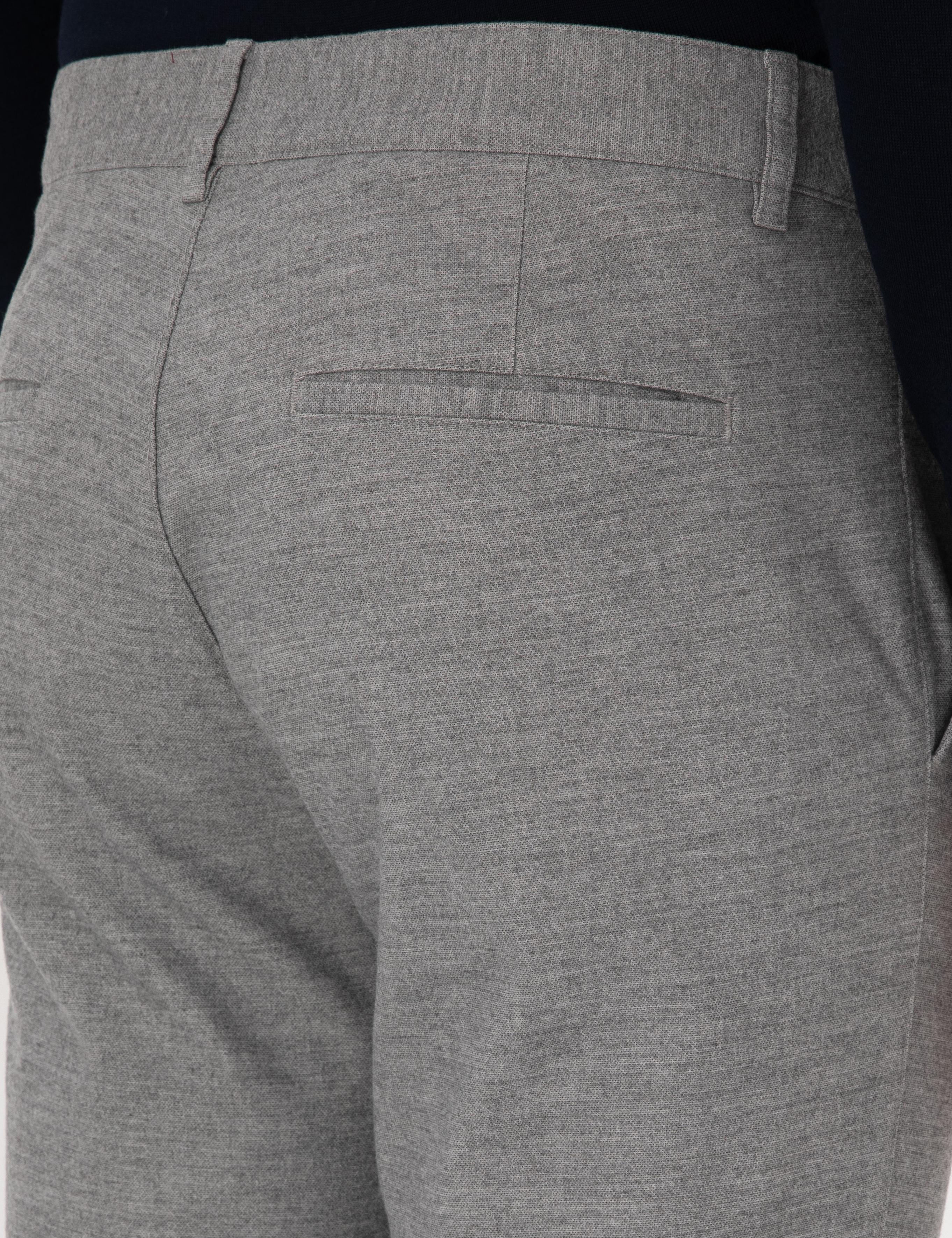 Gri Slim Fit Mikro Desenli Pamuk Karışımlı Kanvas Pantolon - 50308714128