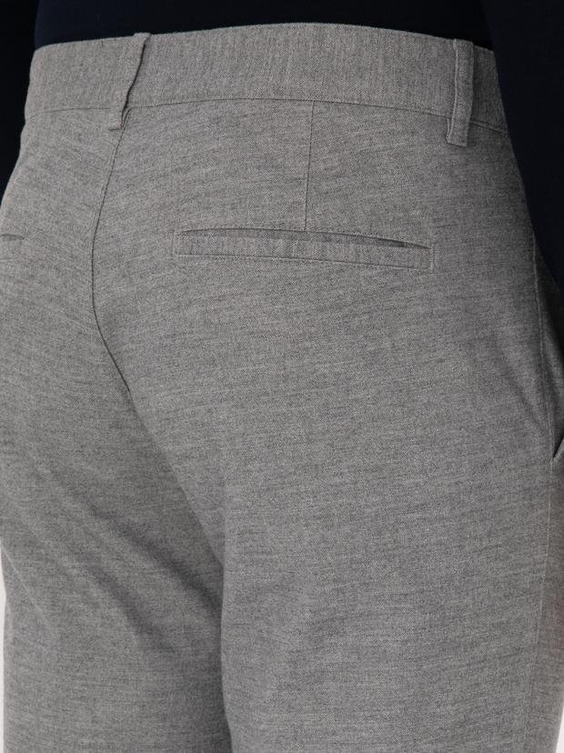 Gri Slim Fit Mikro Desenli Pamuk Karışımlı Kanvas Pantolon