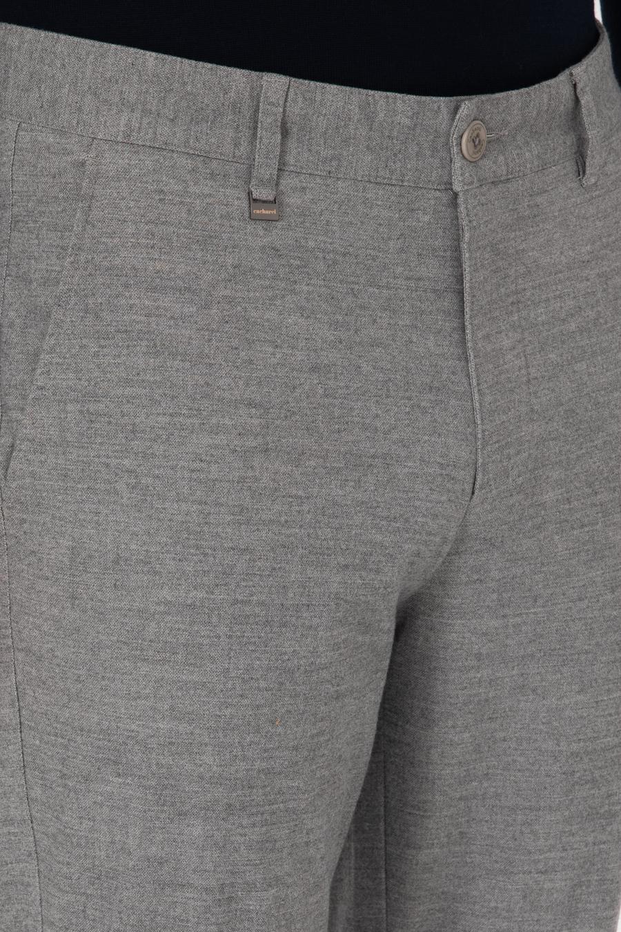 Gri Slim Fit Mikro Desenli Pamuk Karışımlı Kanvas Pantolon - 50308714128