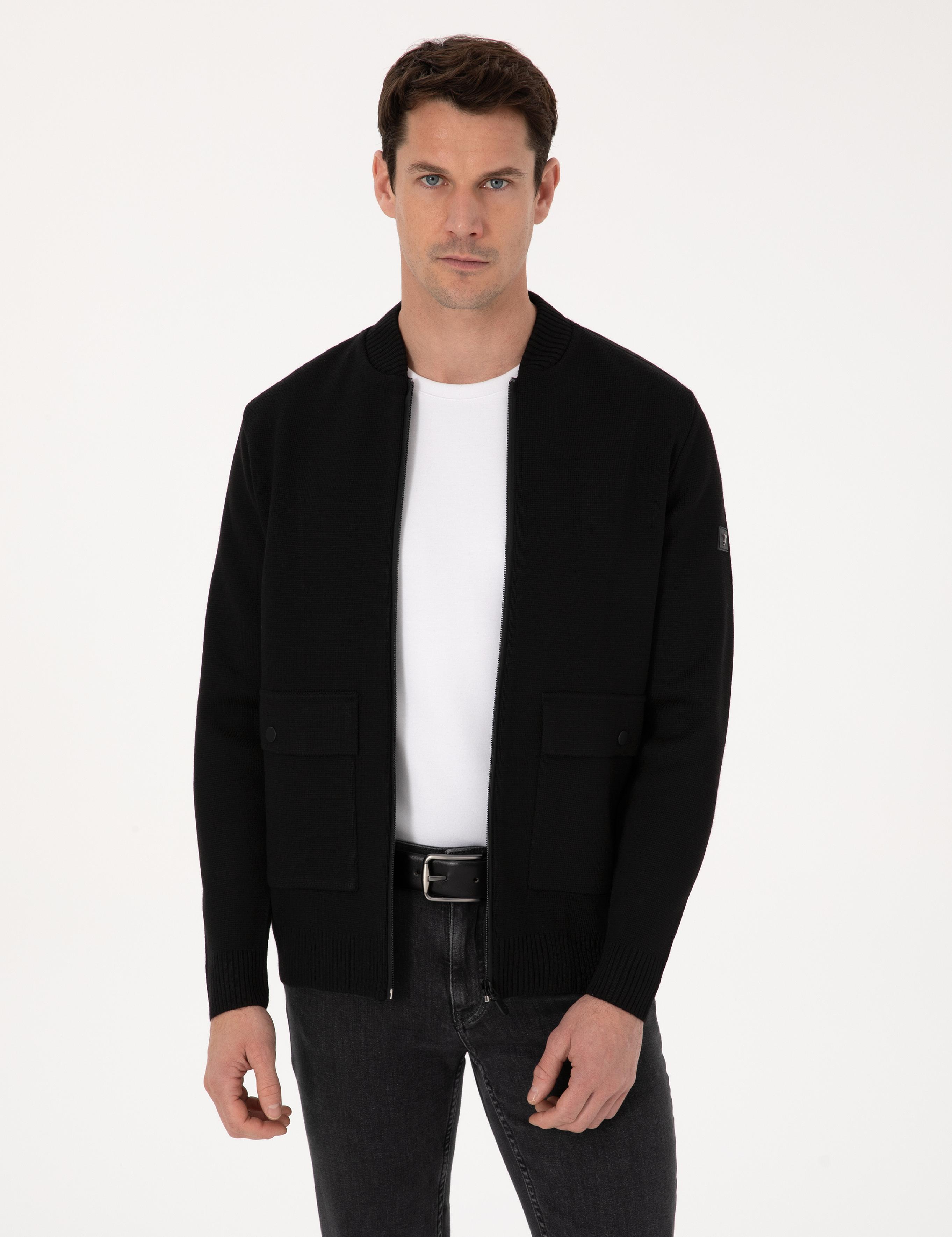 hhh様　ブラック36 Siyah Slim Fit Yün Karışımlı Tam Fermuarlı Triko Hırka 50310564
