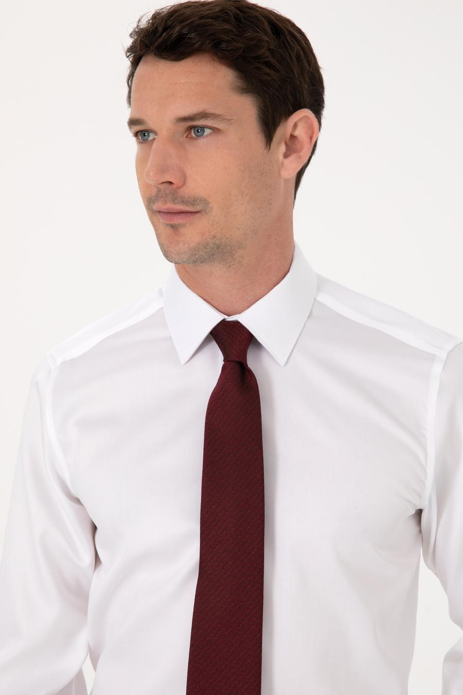 Beyaz Slim Fit %100 Pamuk Non Iron Kolay Ütülenebilir Klasik Gömlek - 50314613007