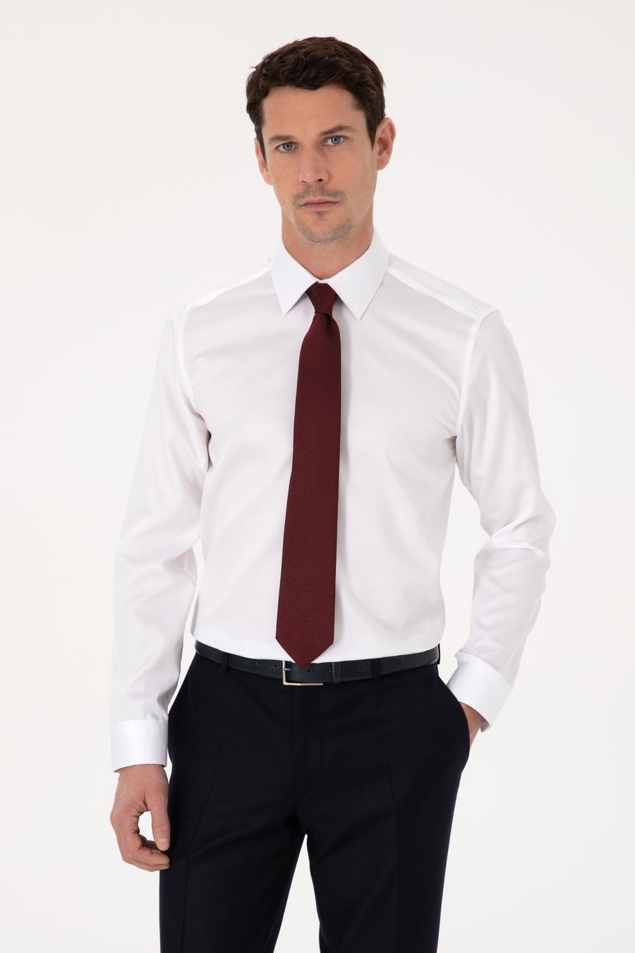 Beyaz Slim Fit %100 Pamuk Non Iron Kolay Ütülenebilir Klasik Gömlek - 50314613007