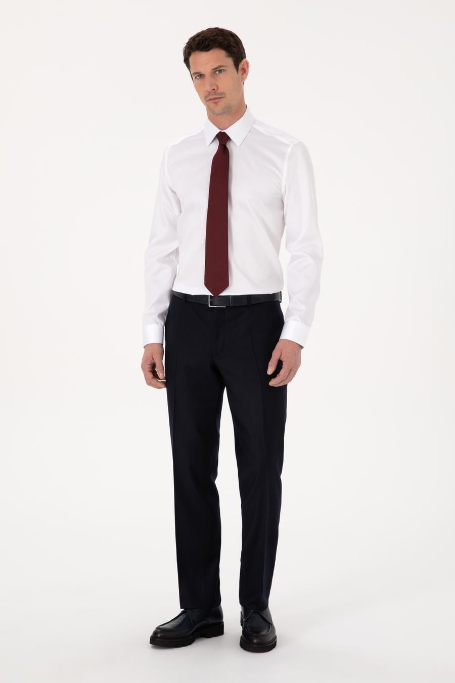 Beyaz Slim Fit %100 Pamuk Non Iron Kolay Ütülenebilir Klasik Gömlek - 50314613007