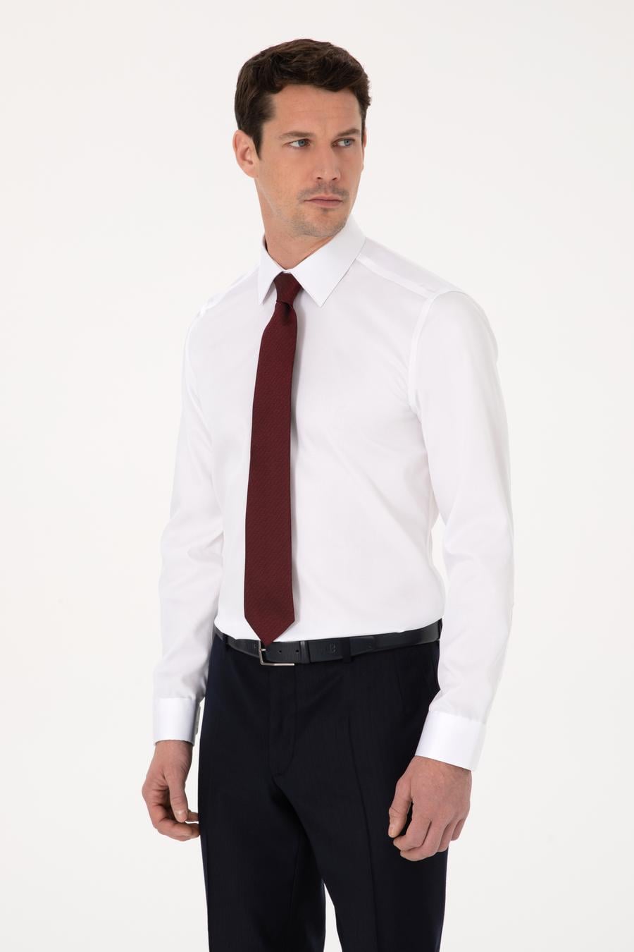Beyaz Slim Fit %100 Pamuk Non Iron Kolay Ütülenebilir Klasik Gömlek - 50314613007
