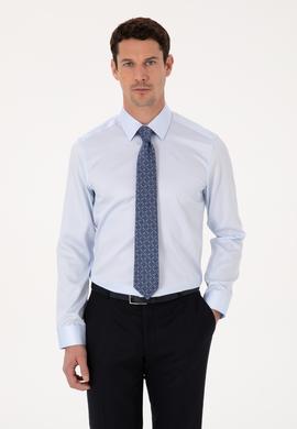 Açık Mavi Slim Fit %100 Pamuk Non Iron Kolay Ütülenebilir Klasik Gömlek