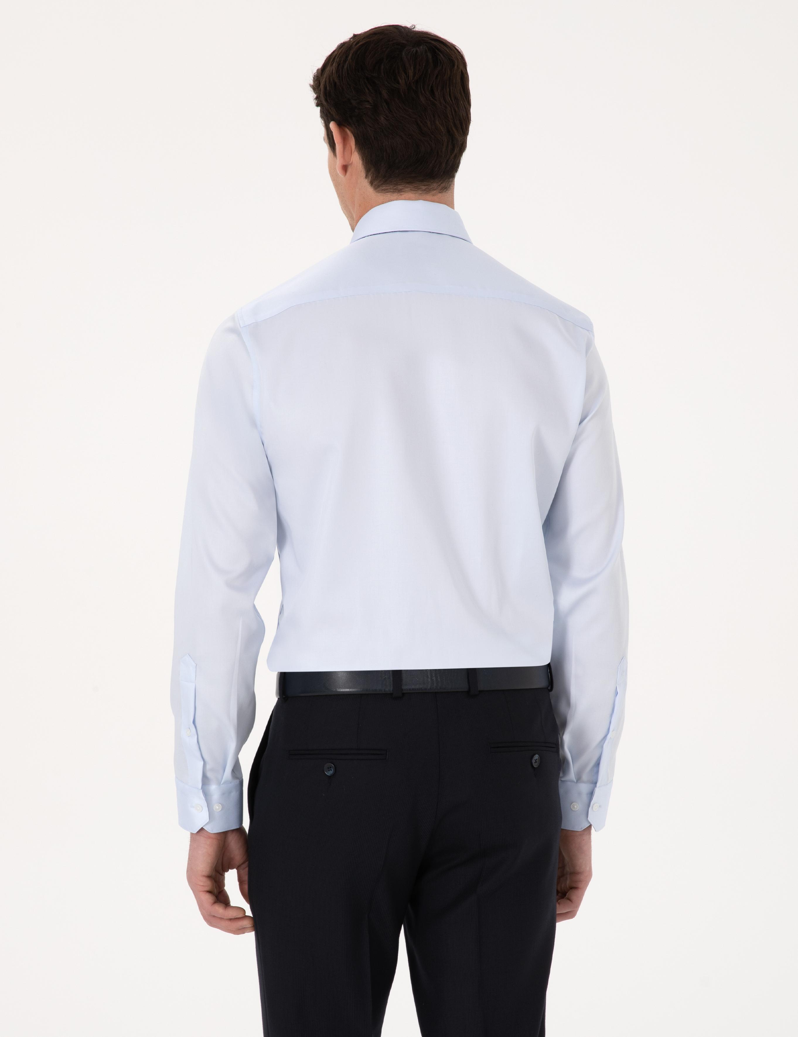 Açık Mavi Slim Fit %100 Pamuk Non Iron Kolay Ütülenebilir Klasik Gömlek - 50314613057