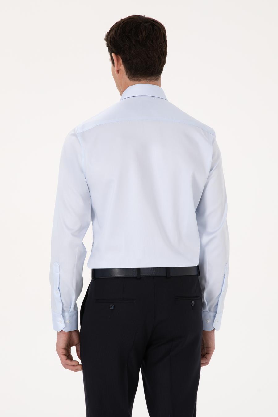 Açık Mavi Slim Fit %100 Pamuk Non Iron Kolay Ütülenebilir Klasik Gömlek - 50314613057