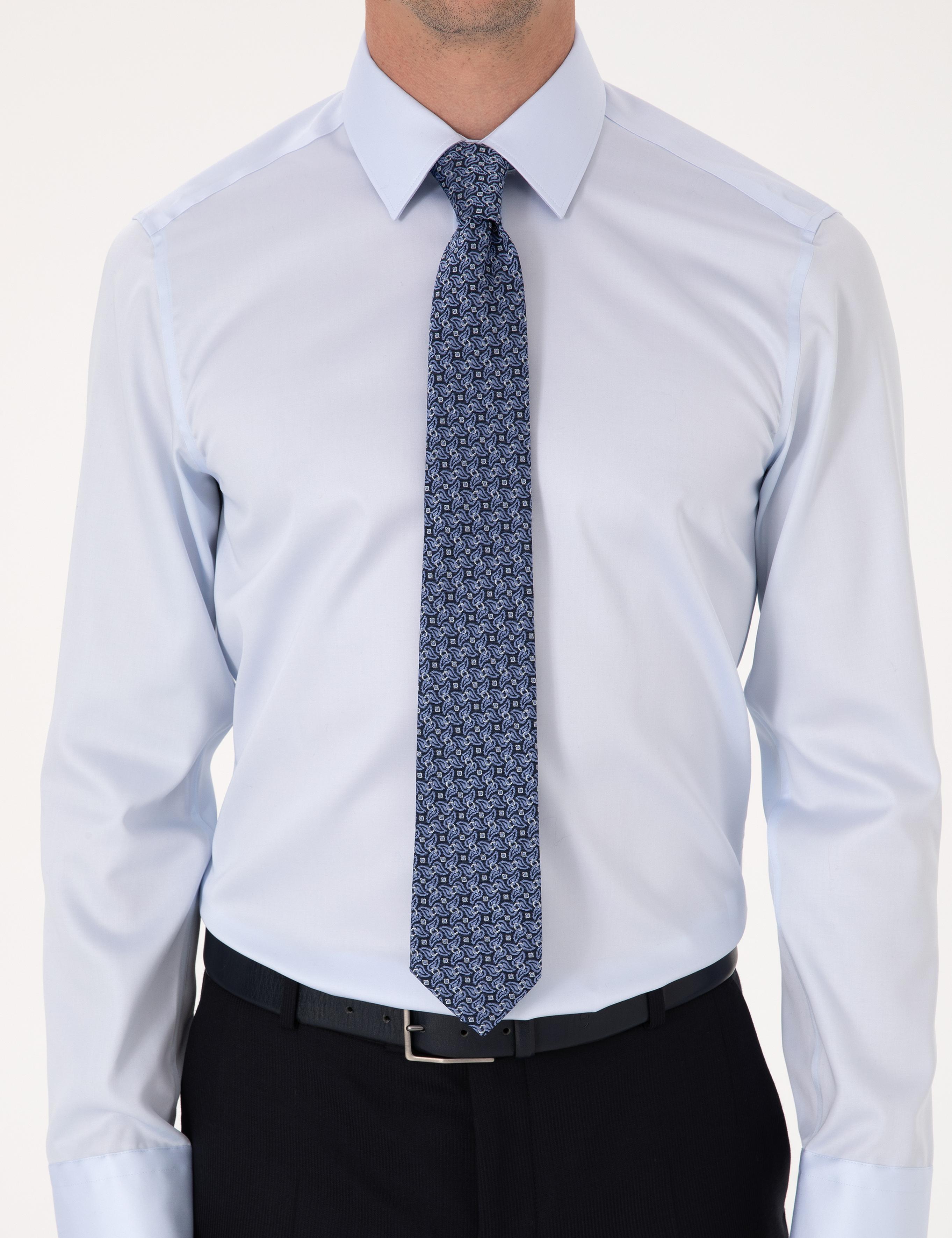 Açık Mavi Slim Fit %100 Pamuk Non Iron Kolay Ütülenebilir Klasik Gömlek - 50314613057