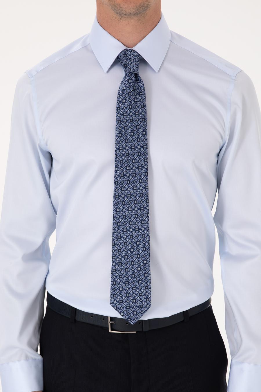 Açık Mavi Slim Fit %100 Pamuk Non Iron Kolay Ütülenebilir Klasik Gömlek - 50314613057