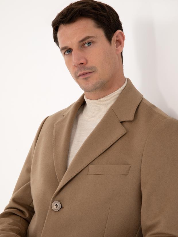 Camel Slim Fit %100 Kaşmir Palto