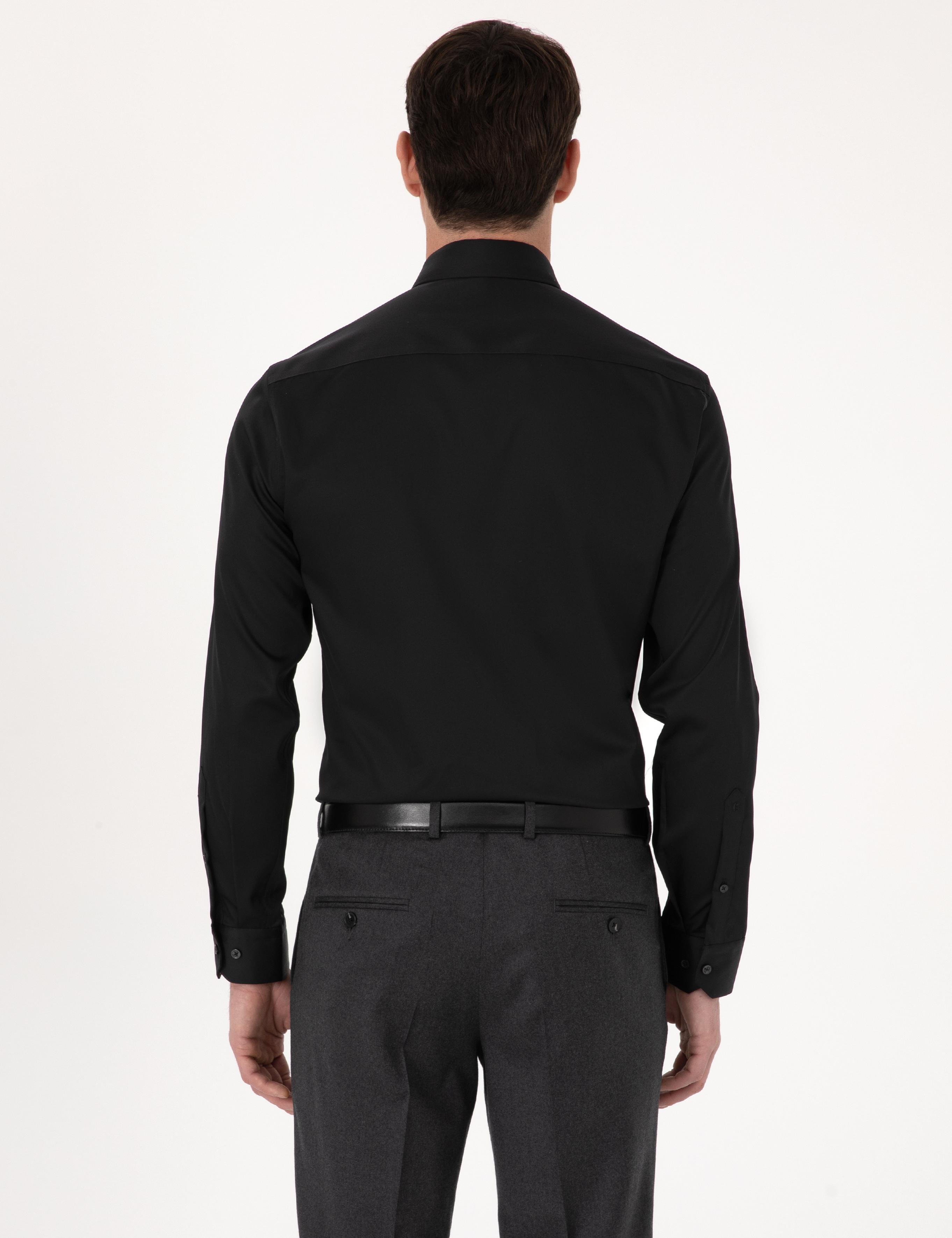 Siyah Slim Fit %100 Pamuk Non Iron Kolay Ütülenebilir Klasik Gömlek - 50314613042