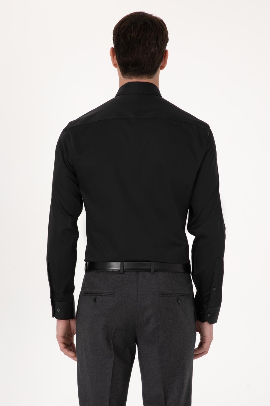 Siyah Slim Fit %100 Pamuk Non Iron Kolay Ütülenebilir Klasik Gömlek - 50314613042