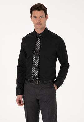 Siyah Slim Fit %100 Pamuk Non Iron Kolay Ütülenebilir Klasik Gömlek