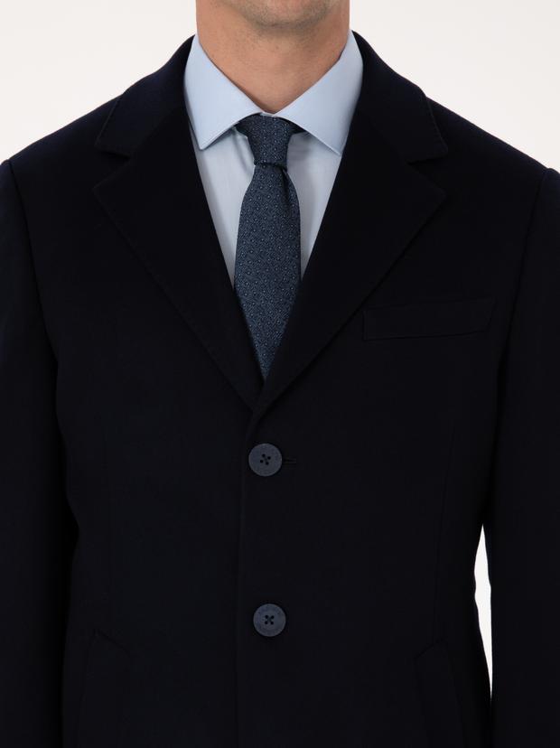 Lacivert Slim Fit %100 Kaşmir Palto