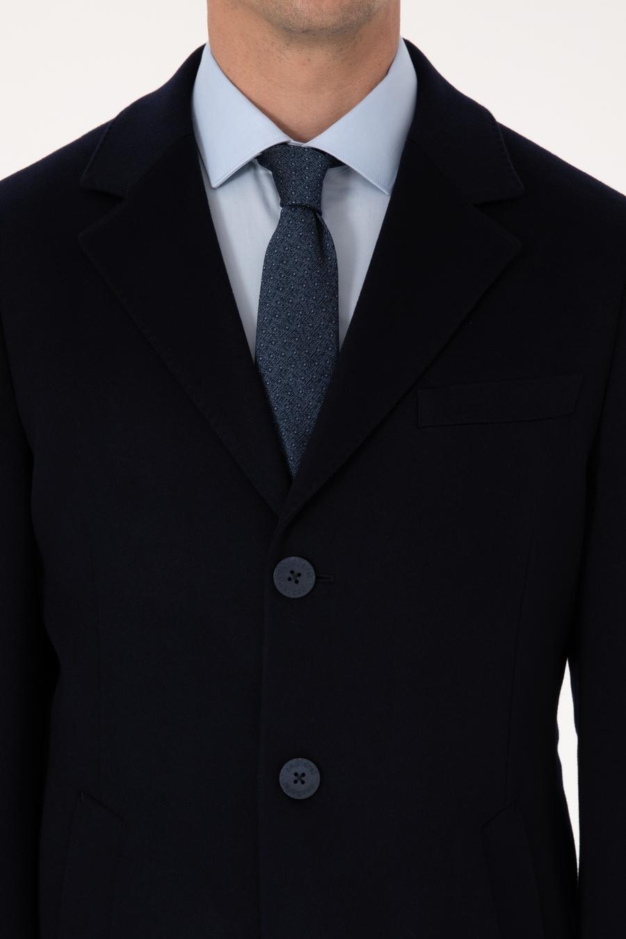 Lacivert Slim Fit %100 Kaşmir Palto - 50314889002