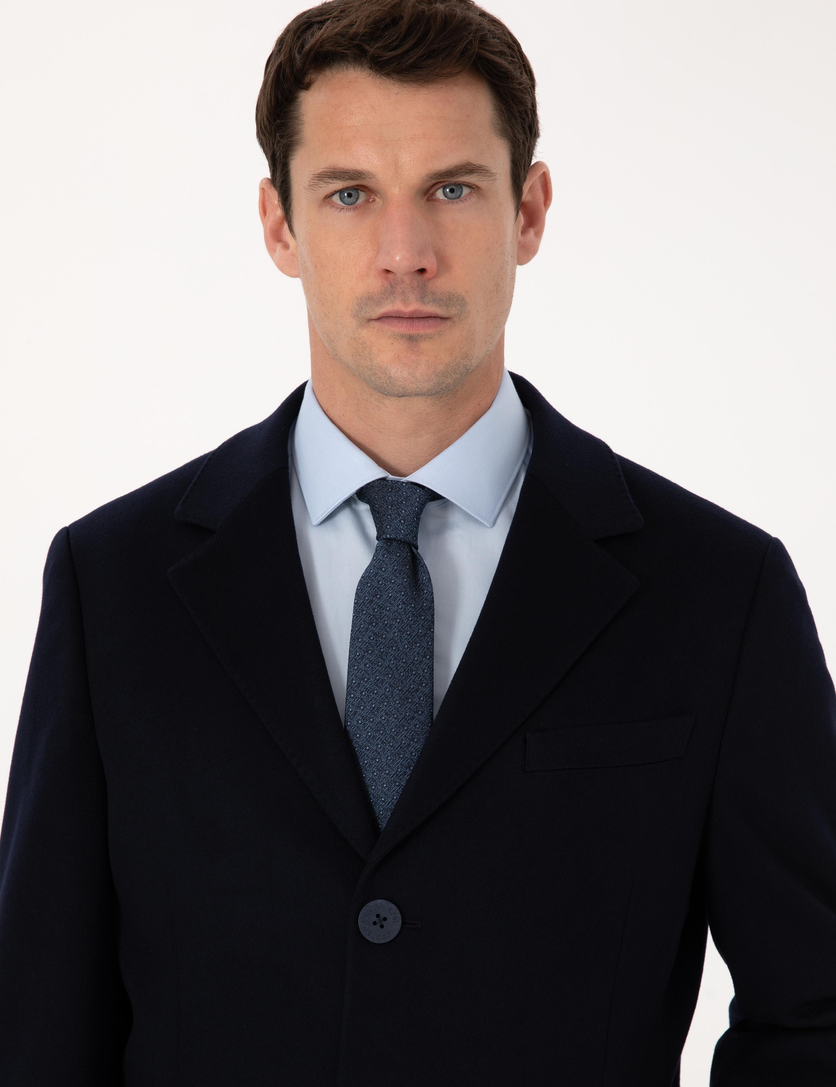 Lacivert Slim Fit %100 Kaşmir Palto - 50314889002